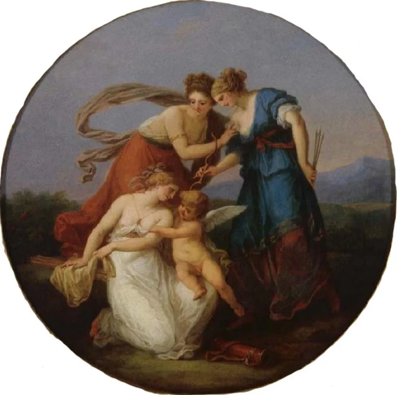 Angelika Kauffmann - Cupido lotta con le Grazie per le sue frecce